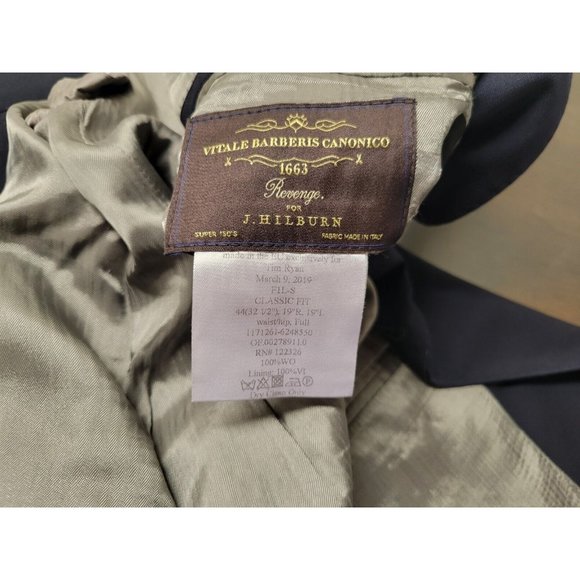 Revenge for J Hilburn Navy Super 150s Wool Blazer Vitale Barberis 44 Custom - Picture 7 of 13